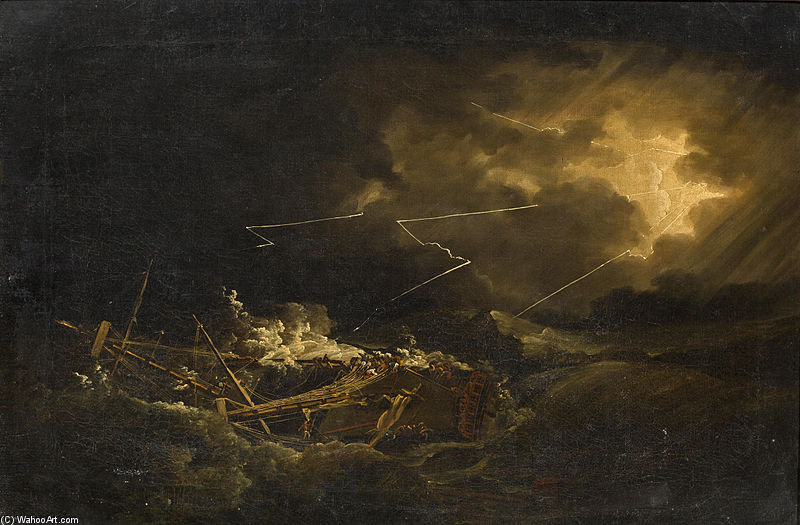 Wikioo.org - The Encyclopedia of Fine Arts - Painting, Artwork by John Thomas Serres - The Wreck Of The H.M.S. Deal Castle