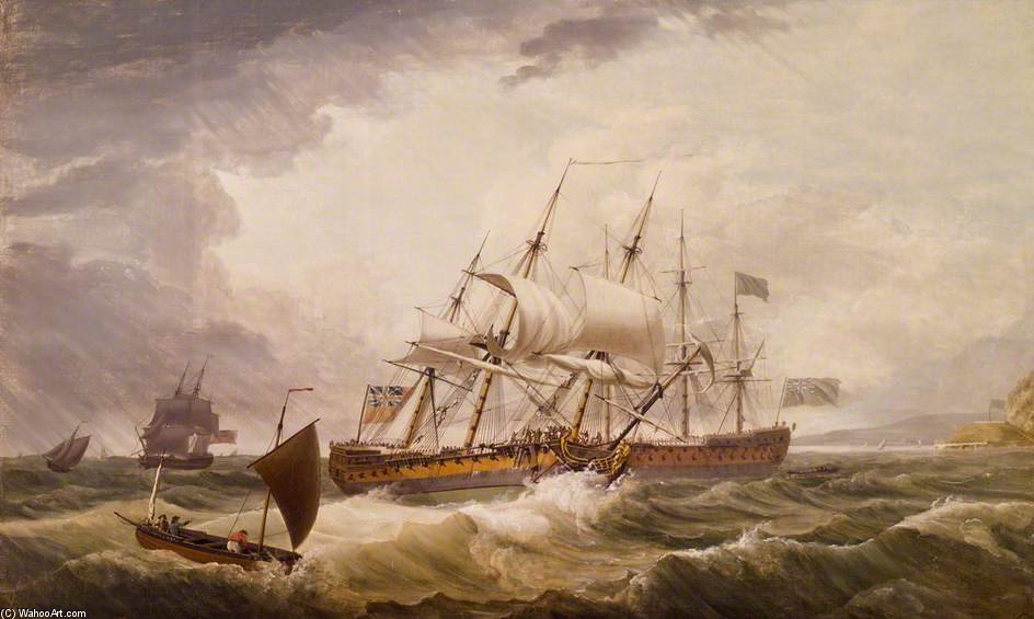 Wikioo.org - The Encyclopedia of Fine Arts - Painting, Artwork by John Thomas Serres - Third Rates In A Rough Sea