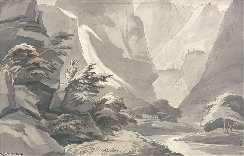 WikiOO.org - Encyclopedia of Fine Arts - Lukisan, Artwork John Warwick Smith - Cascade Of Buffalora
