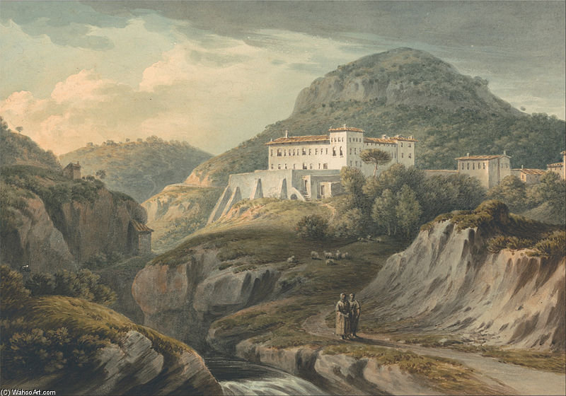 Wikioo.org – L'Enciclopedia delle Belle Arti - Pittura, Opere di John Warwick Smith - Convento A Vietri, vicino Salerno