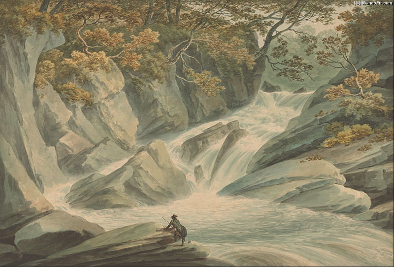 Wikioo.org - The Encyclopedia of Fine Arts - Painting, Artwork by John Warwick Smith - Hafod- Upper Part Of Cascade