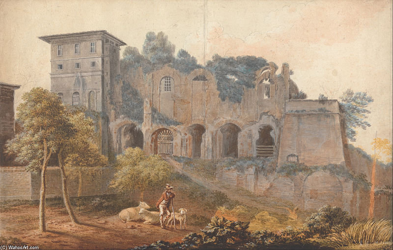 WikiOO.org - אנציקלופדיה לאמנויות יפות - ציור, יצירות אמנות John Warwick Smith - In The Camp Vaccinio At Rome
