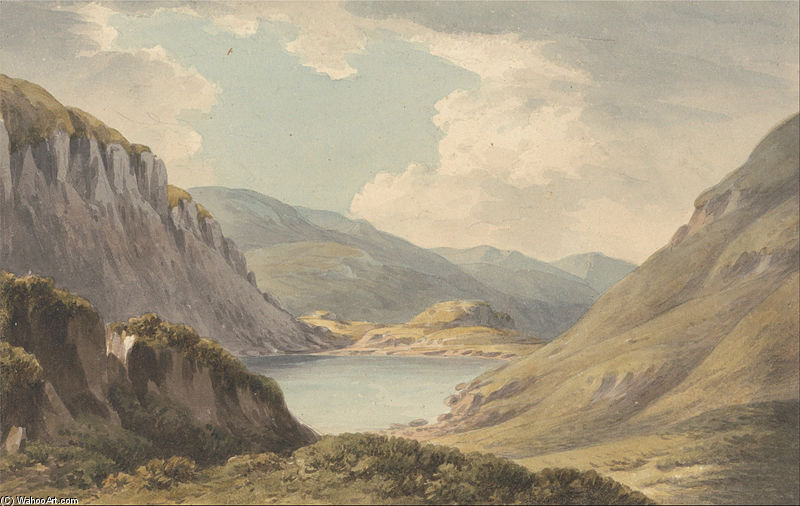 Wikioo.org - The Encyclopedia of Fine Arts - Painting, Artwork by John Warwick Smith - Llyn Geirionedd Not Far From Trefriew, On The River Conway