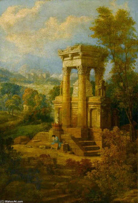 WikiOO.org - Encyclopedia of Fine Arts - Målning, konstverk Joseph Michael Gandy - Classical Composition, A Tomb