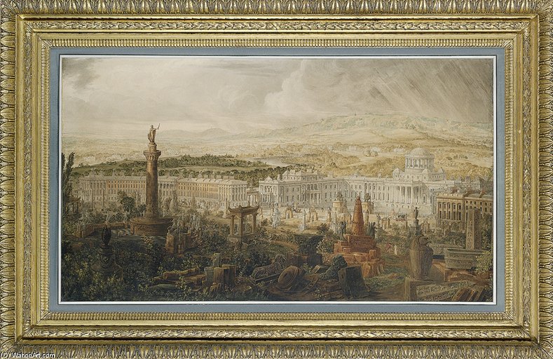 Wikioo.org - The Encyclopedia of Fine Arts - Painting, Artwork by Joseph Michael Gandy - Design For Waterloo Palace, The Proposed Town Residence Of The Duke Of Wellington