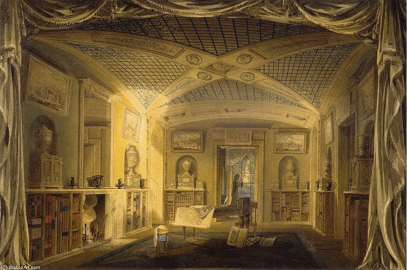 Wikioo.org - The Encyclopedia of Fine Arts - Painting, Artwork by Joseph Michael Gandy - Pitzhanger Manor Libraly