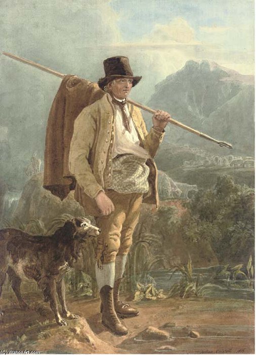 WikiOO.org - Encyclopedia of Fine Arts - Festés, Grafika Joshua Cristall - A Cumberland Shepherd
