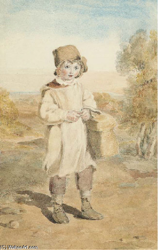 WikiOO.org - Encyclopedia of Fine Arts - Festés, Grafika Joshua Cristall - A Young Boy On A Track