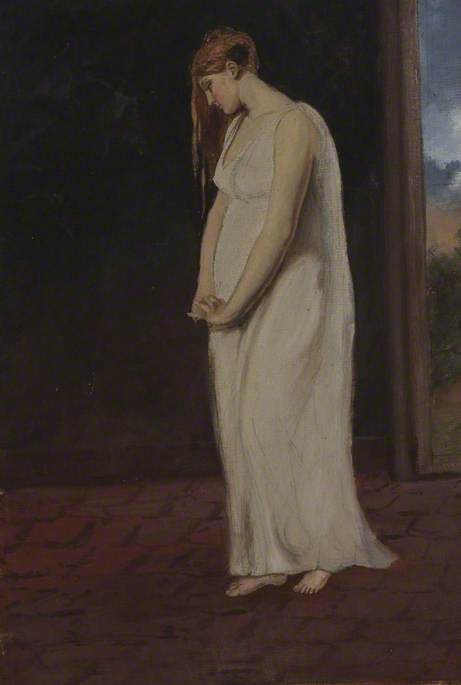 Wikioo.org - The Encyclopedia of Fine Arts - Painting, Artwork by Joshua Cristall - A Young Woman In White