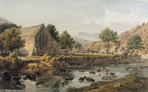 Wikioo.org - The Encyclopedia of Fine Arts - Painting, Artwork by Joshua Cristall - Bethgellert Church, Caernarvonshire, North Wales