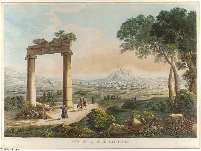 WikiOO.org - Enciclopédia das Belas Artes - Pintura, Arte por Louis Francois Cassas - View Of Athens With Hadrians Aqueduct