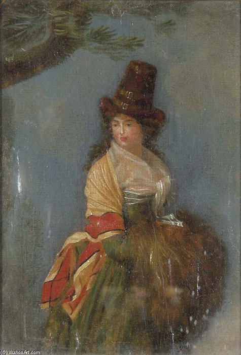 WikiOO.org - Εγκυκλοπαίδεια Καλών Τεχνών - Ζωγραφική, έργα τέχνης Louis Gauffier - A Woman Of Three-quarter With A Sleeve
