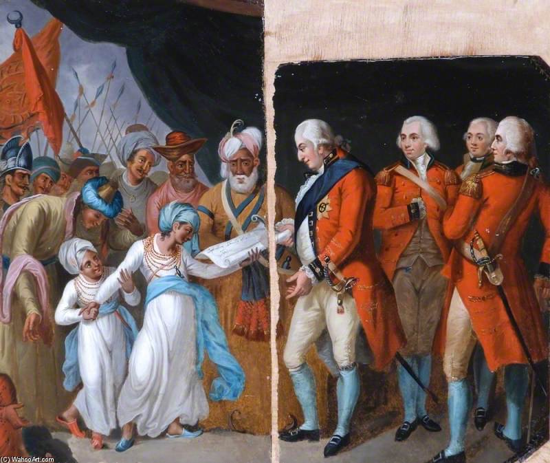 Wikioo.org – L'Encyclopédie des Beaux Arts - Peinture, Oeuvre de Mather Brown - Lord Cornwallis recevoir les Sons Of Tipu comme otages
