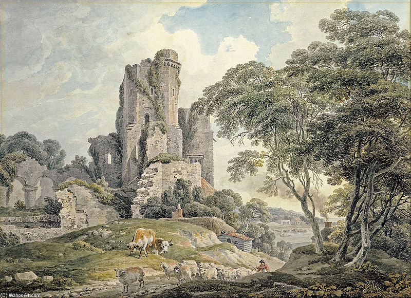 WikiOO.org - Encyclopedia of Fine Arts - Målning, konstverk Michael Angelo Rooker - A View Of A Ruined Castle