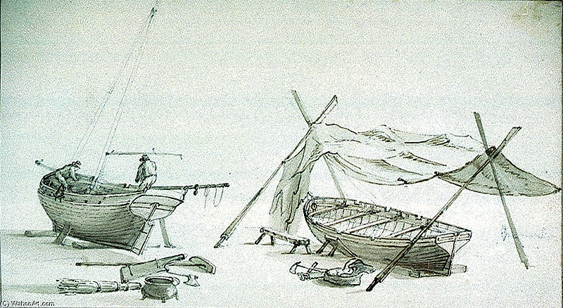 Wikioo.org - The Encyclopedia of Fine Arts - Painting, Artwork by Nicholas Pocock - Boat Repairing