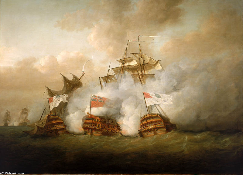 Wikioo.org - The Encyclopedia of Fine Arts - Painting, Artwork by Nicholas Pocock - The 'brunswick' And The 'vengeur Du Peuple' At The Battle Of The First