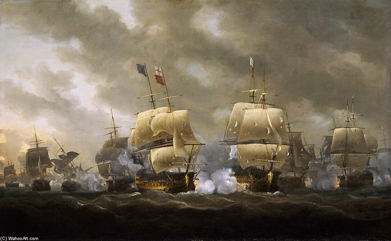 Wikioo.org - The Encyclopedia of Fine Arts - Painting, Artwork by Nicholas Pocock - The Battle Of Quiberon Bay
