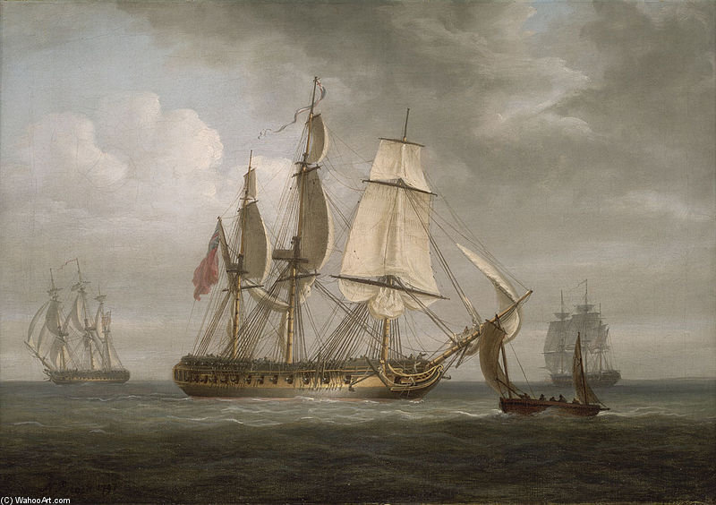 Wikioo.org - The Encyclopedia of Fine Arts - Painting, Artwork by Nicholas Pocock - The Frigate 'triton'