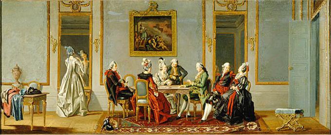 Wikioo.org - The Encyclopedia of Fine Arts - Painting, Artwork by Pehr Hillestrom - Gustavian Style Interior With Cardplayers