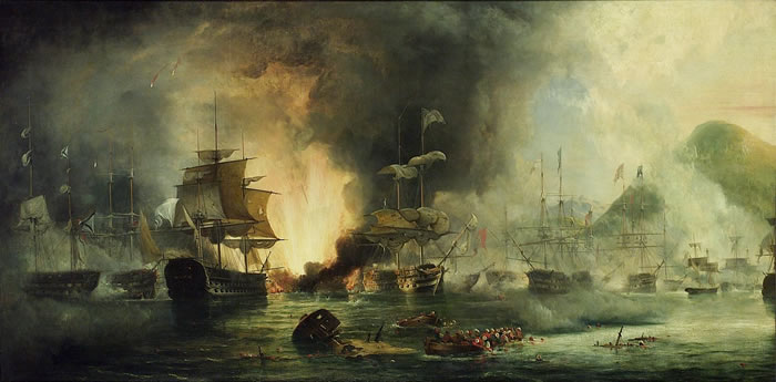 WikiOO.org - Encyclopedia of Fine Arts - Målning, konstverk George Philip Reinagle - The Battle Of Navarino