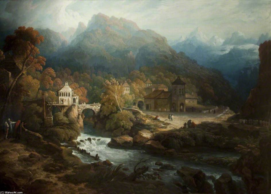 Wikioo.org – L'Enciclopedia delle Belle Arti - Pittura, Opere di George Philip Reinagle - Le montagne di Vietri