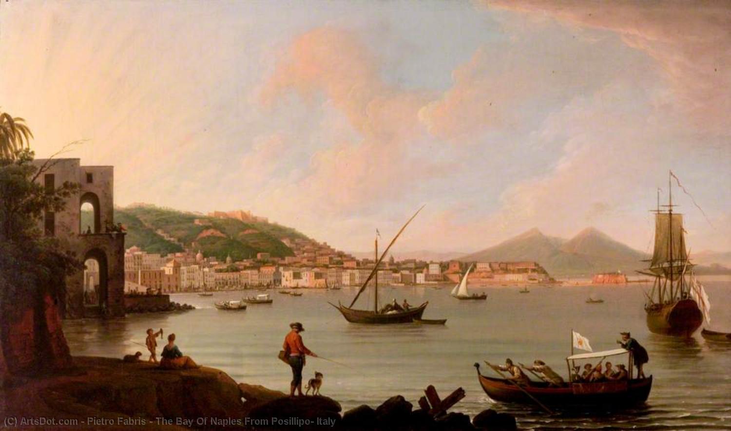 Wikioo.org - The Encyclopedia of Fine Arts - Painting, Artwork by Pietro Fabris - The Bay Of Naples From Posillipo, Italy