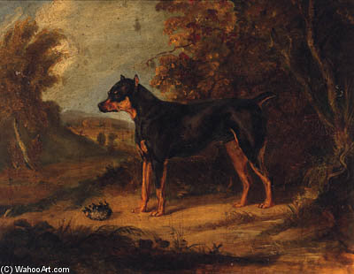 WikiOO.org - Encyclopedia of Fine Arts - Lukisan, Artwork Ramsay Richard Reinagle - A Black And Tan Terrier