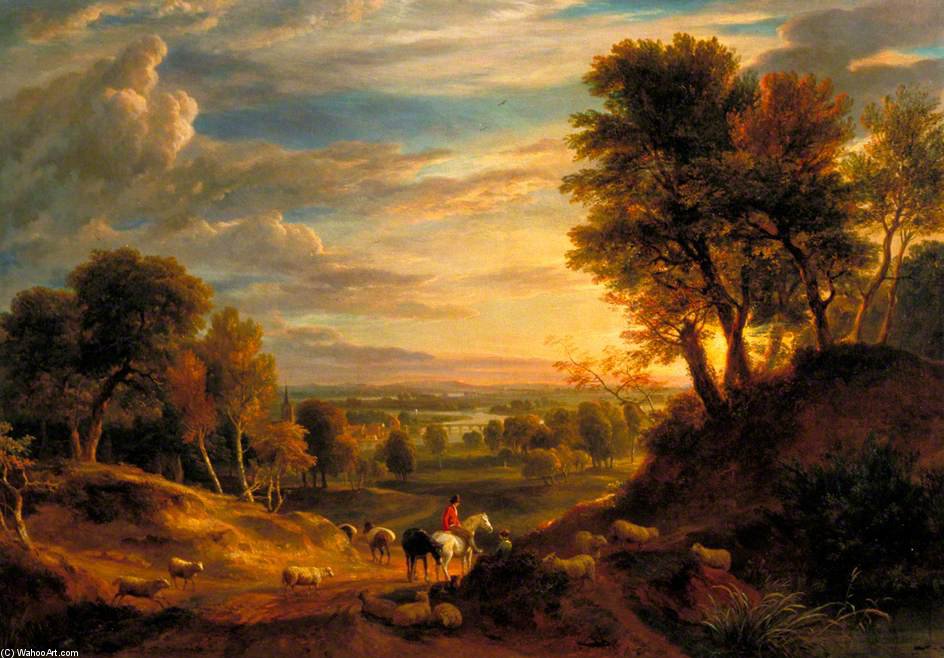 WikiOO.org - دایره المعارف هنرهای زیبا - نقاشی، آثار هنری Ramsay Richard Reinagle - Landscape Near Whitchurch