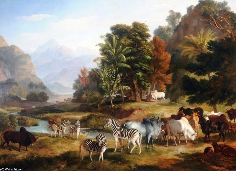Wikioo.org - The Encyclopedia of Fine Arts - Painting, Artwork by Ramsay Richard Reinagle - Landscape With Animals