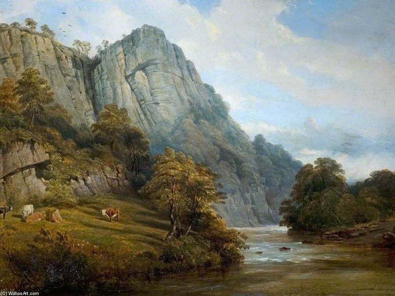WikiOO.org - Encyclopedia of Fine Arts - Maleri, Artwork Ramsay Richard Reinagle - Matlock Bath, High Tor, Derbyshire