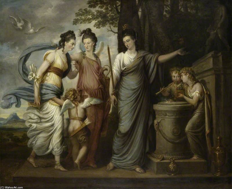WikiOO.org - Encyclopedia of Fine Arts - Schilderen, Artwork Richard Cosway - Allegorical Scene With Juliana