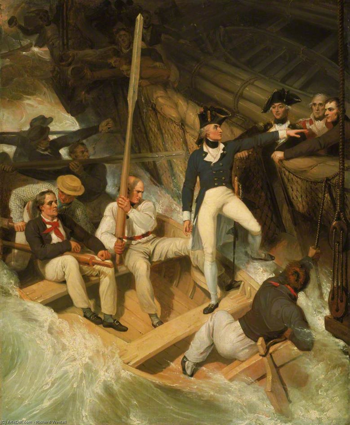 Wikioo.org - The Encyclopedia of Fine Arts - Painting, Artwork by Richard Westall - Nelson Boarding A Captured Ship
