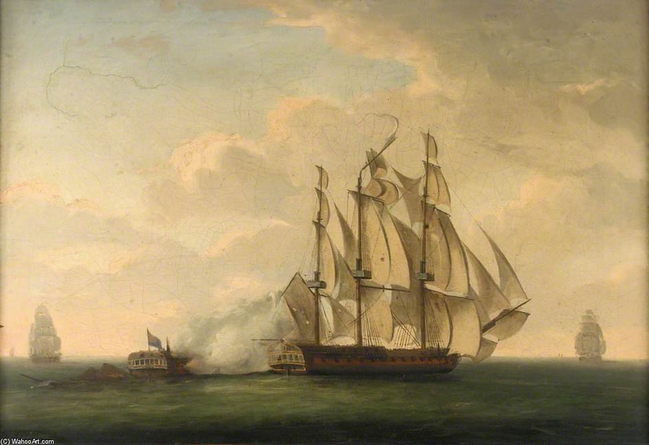 Wikioo.org - The Encyclopedia of Fine Arts - Painting, Artwork by Robert Dodd - End Of The Action Between Hms 'magicienne' And La 'sibylle'