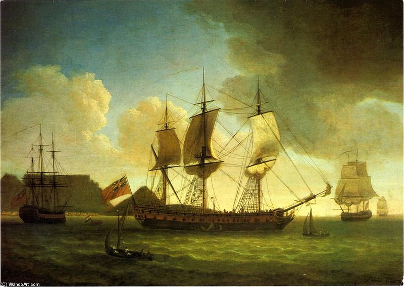 Wikioo.org - The Encyclopedia of Fine Arts - Painting, Artwork by Robert Dodd - English Ships In Table Bay