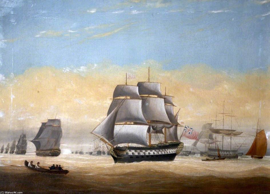 Wikioo.org - The Encyclopedia of Fine Arts - Painting, Artwork by Robert Dodd - Hms 'victory' At Spithead,