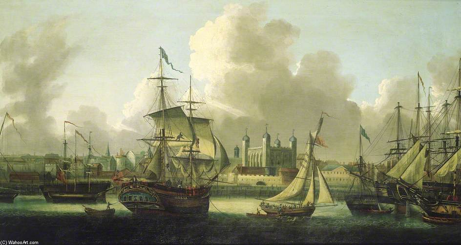 WikiOO.org - Encyclopedia of Fine Arts - Maleri, Artwork Robert Dodd - Shipping In The Pool Of London