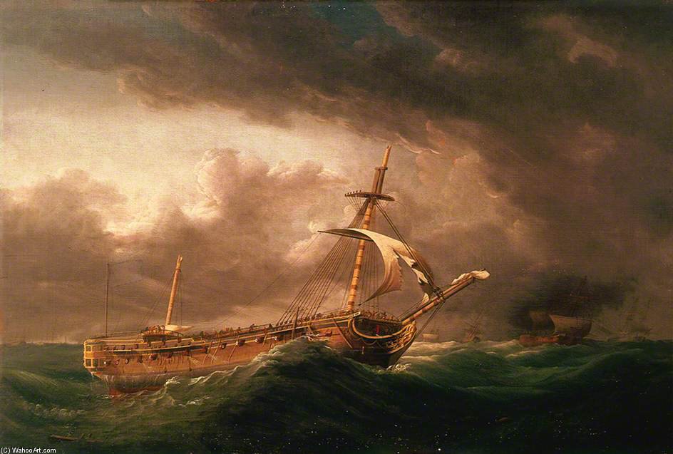 Wikioo.org - สารานุกรมวิจิตรศิลป์ - จิตรกรรม Robert Dodd - Taking To The Boats