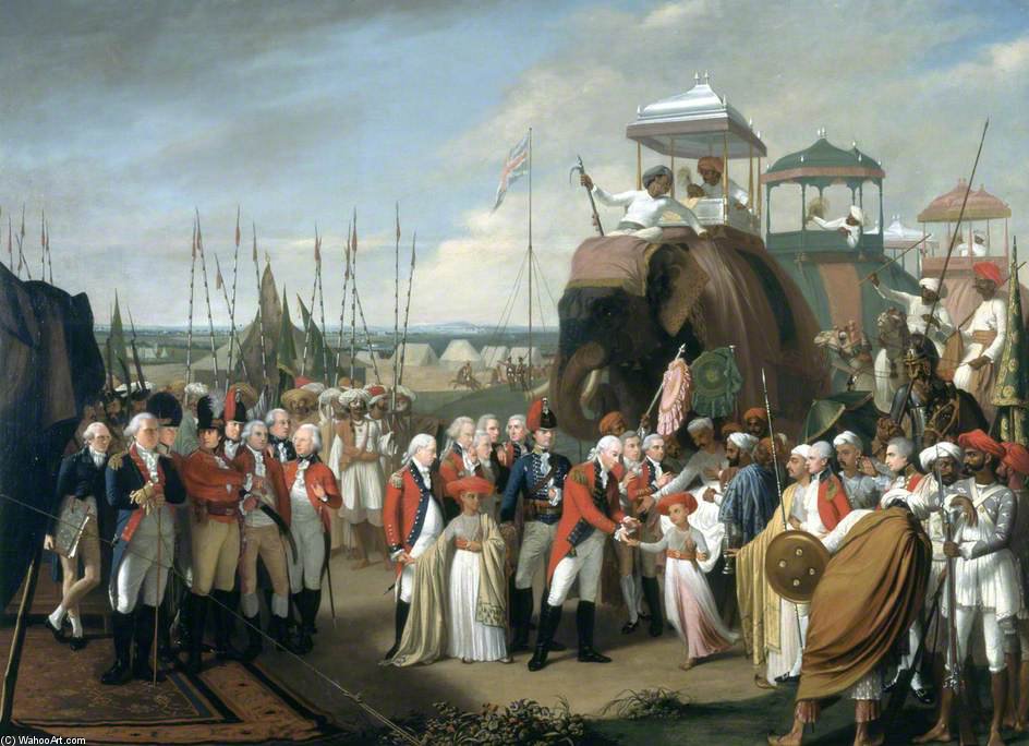Wikioo.org - The Encyclopedia of Fine Arts - Painting, Artwork by Robert Home - The Reception Of The Mysorean Hostage Princes By Marquis Cornwallis