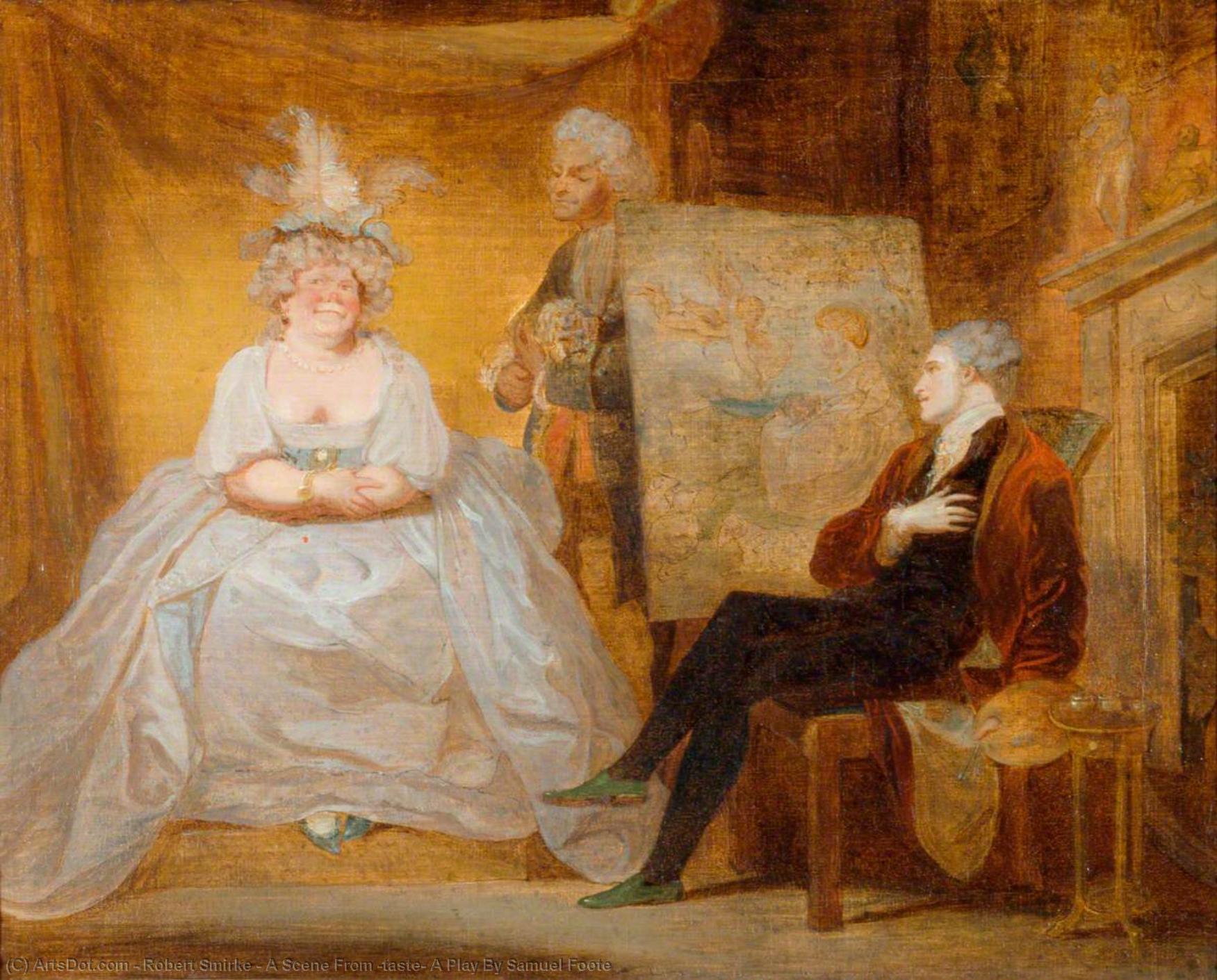 Wikioo.org - The Encyclopedia of Fine Arts - Painting, Artwork by Robert Smirke - A Scene From 'taste' A Play By Samuel Foote