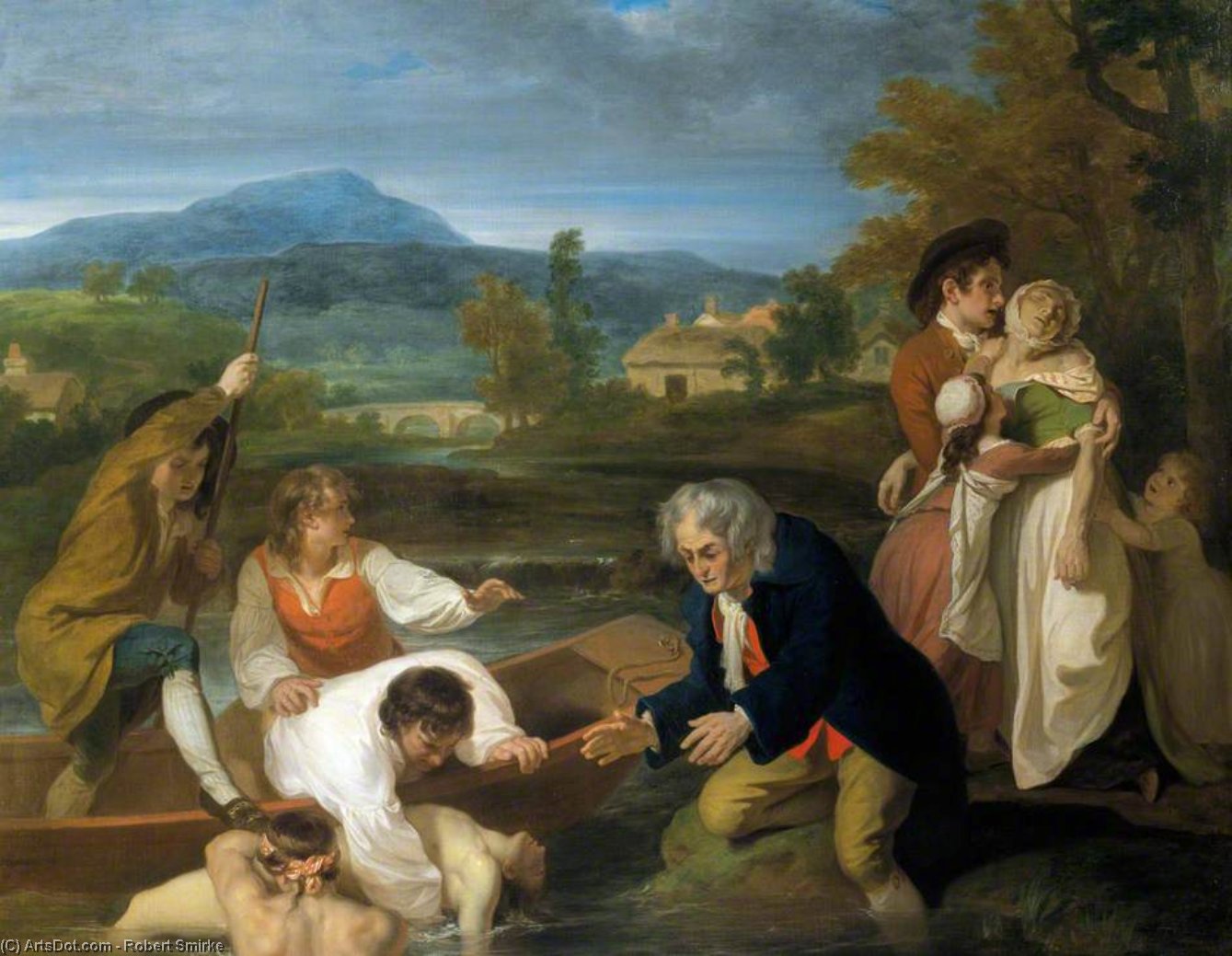 Wikioo.org - The Encyclopedia of Fine Arts - Painting, Artwork by Robert Smirke - Young Man Lifted From A River, Apparently Drowned