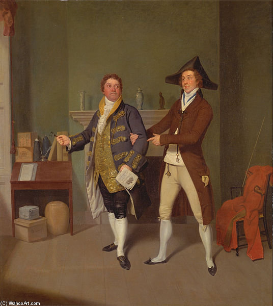 WikiOO.org - Encyclopedia of Fine Arts - Lukisan, Artwork Samuel De Wilde - John Quick And John Fawcett In Thomas Moreton's 'the Way To Get Married'