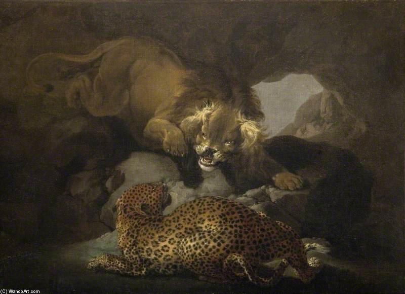 Wikoo.org - موسوعة الفنون الجميلة - اللوحة، العمل الفني Samuel Howitt - Lion And Leopard