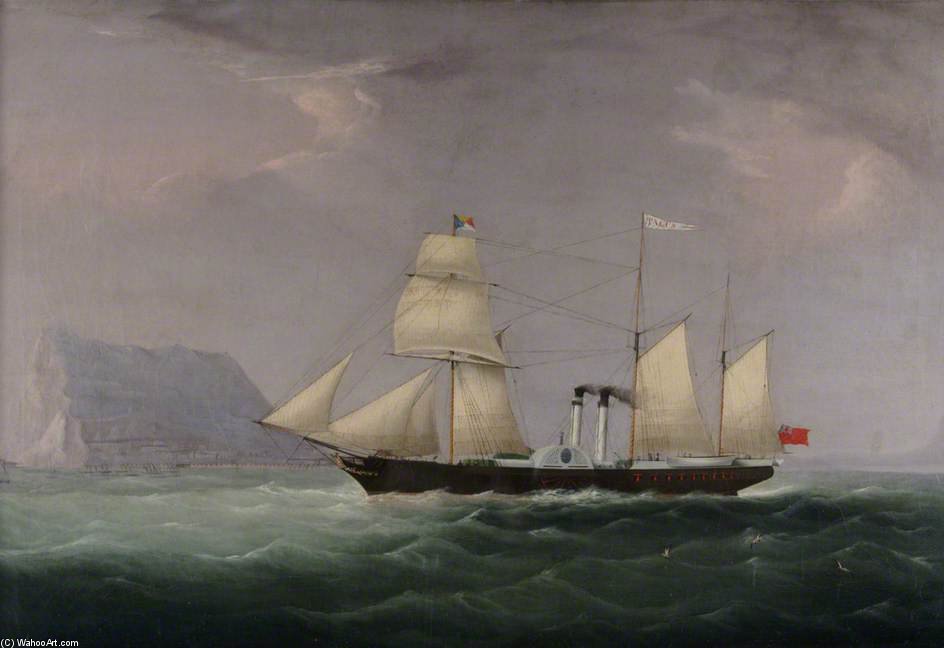 WikiOO.org - Encyclopedia of Fine Arts - Maľba, Artwork Samuel Owen - 'tagus' Entering The Bay Of Gibraltar