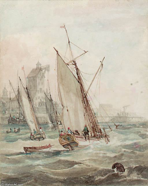 Wikioo.org - สารานุกรมวิจิตรศิลป์ - จิตรกรรม Samuel Owen - Traffic On The Thames