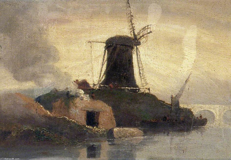 WikiOO.org - Εγκυκλοπαίδεια Καλών Τεχνών - Ζωγραφική, έργα τέχνης Samuel Owen - Windmill And Brick Kiln On Riverside