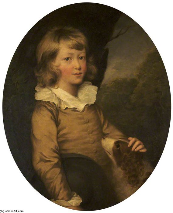 Wikioo.org - The Encyclopedia of Fine Arts - Painting, Artwork by William Beechey - Portrait Of An Unknown Boy With A Spaniel