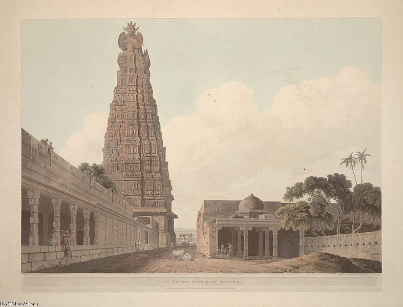 WikiOO.org - 백과 사전 - 회화, 삽화 Thomas And William Daniell - An Hindoo Temple, At Madura
