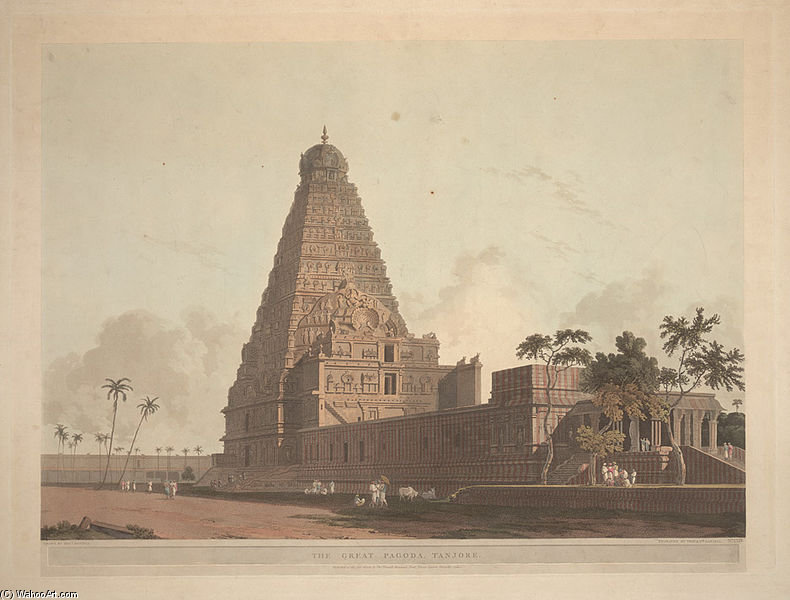 Wikioo.org - The Encyclopedia of Fine Arts - Painting, Artwork by Thomas And William Daniell - The Great Pagoda, Tanjore