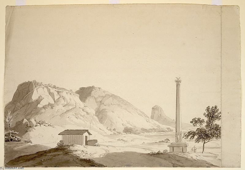 Wikioo.org - สารานุกรมวิจิตรศิลป์ - จิตรกรรม Thomas And William Daniell - View Of Naldrug, With A Shrine And Worshipper And A Dhvajastambha