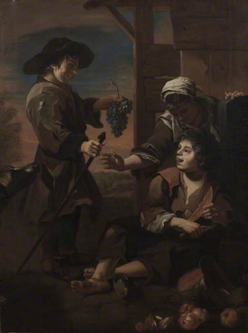 WikiOO.org - Enciklopedija dailės - Tapyba, meno kuriniai Thomas Barker - Boys With Grapes